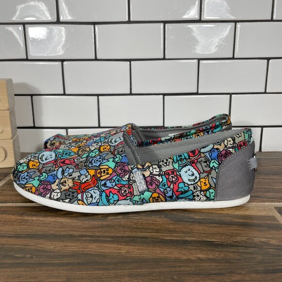 Skechers BOBS Plush Woof Party Womens 8 Shoes Multicolor Cartoon Dog Face Flats - Picture 1 of 11